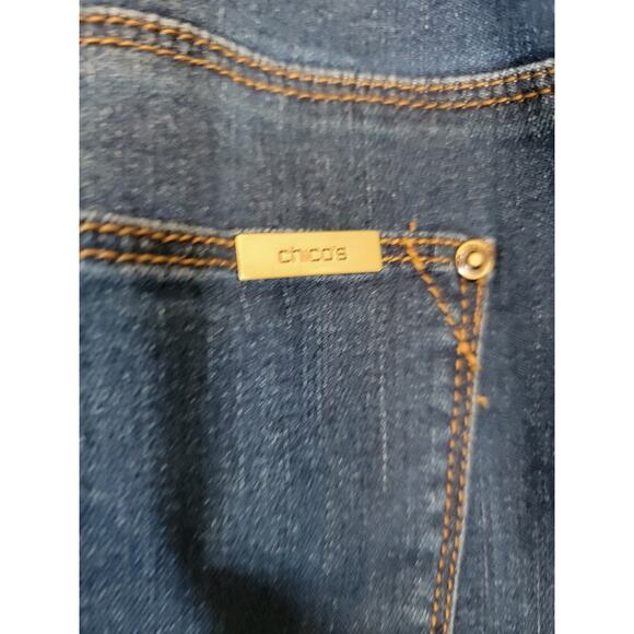 Chico's The So Slimming Girlfriend Ankle Cuffed Motifs Jeans Blue Size 2/Large - Picture 9 of 9